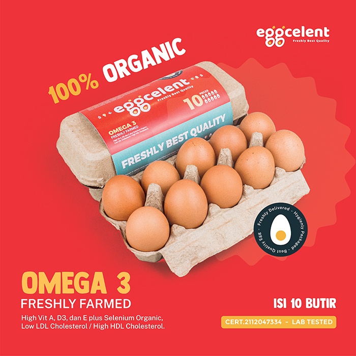 

Telur Ayam Omega 3 Organik Eggcelent - 10 Butir