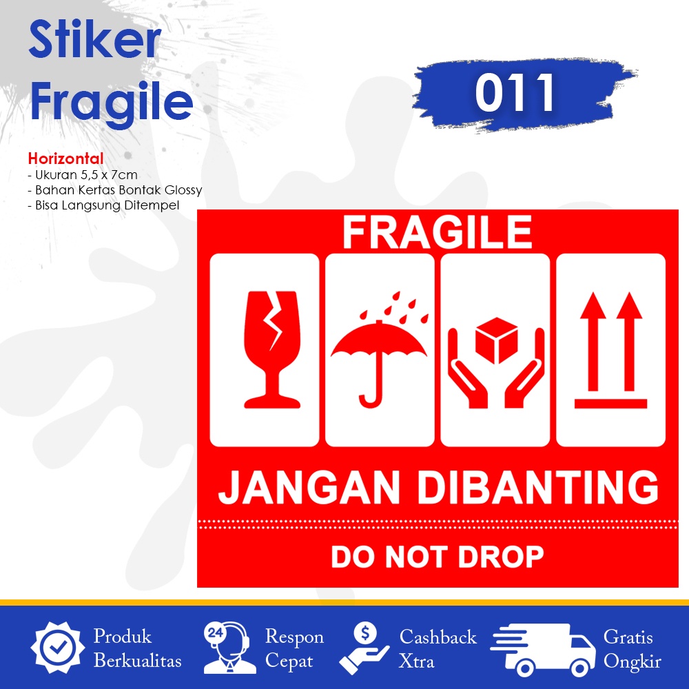 Stiker Fragile Stiker Pecah Belah Stiker Label Pengiriman Sticker Fragile Horizontal-2