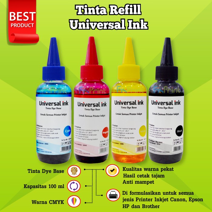 Tinta refill isi ulang 100ml Black Universal CNON XP EPSN BRTHR Grosir