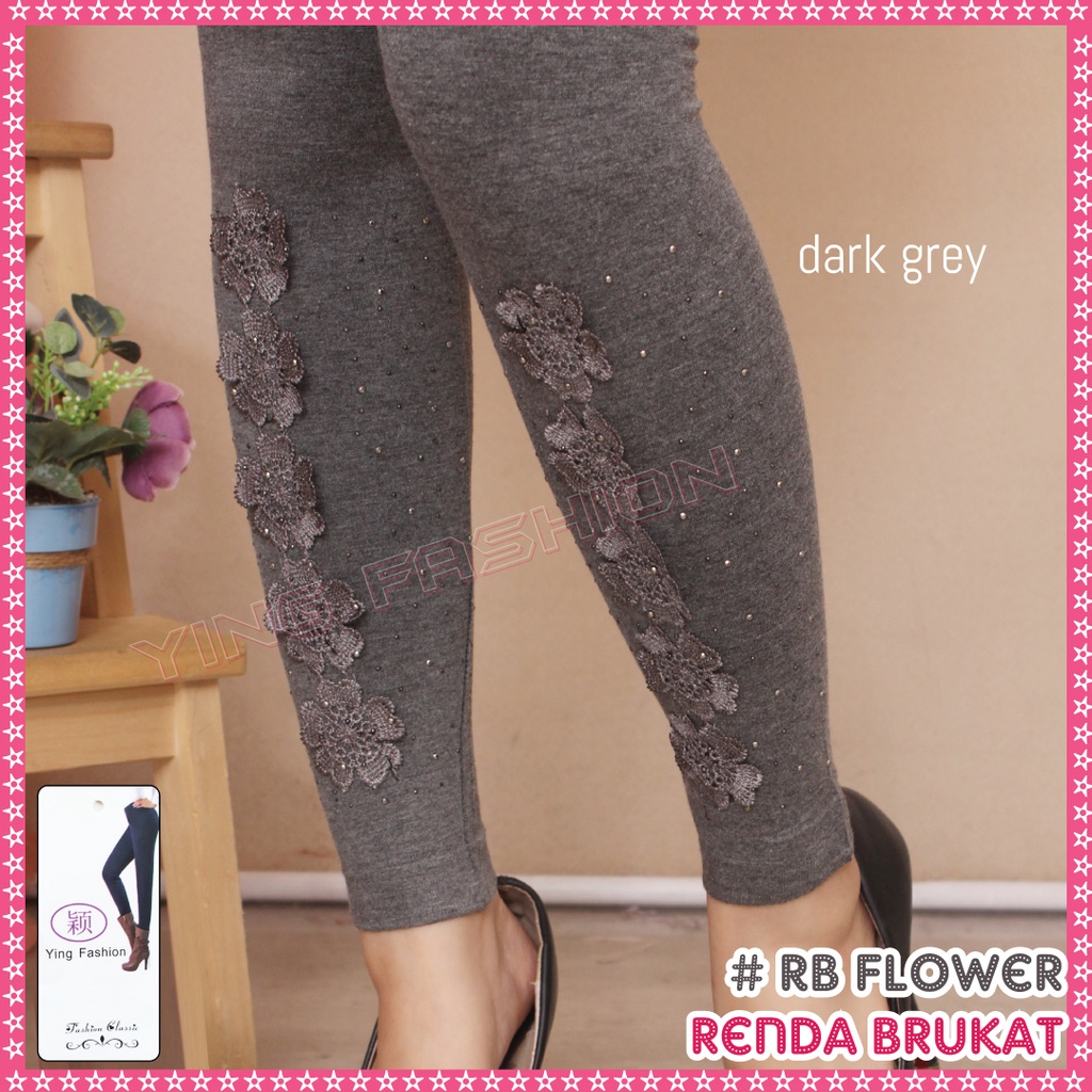 Legging Brukat Kaki Wanita RB FLower / Legging brukat bunga wanita / legging brukat renda wanita import