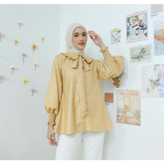 Jual AGHNINDIA BLOUSE - Blouse Basic Atasan Wanita Lengan Panjang Kerah