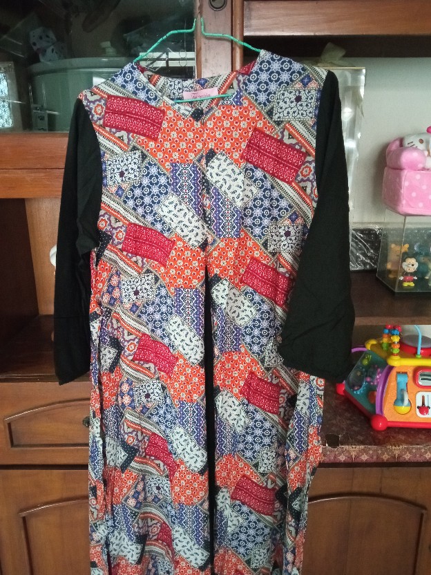 Gamis Batik Modern / Gamis Rayon Premium / Gamis Syari Hitam / Gamis Wanita Muslim