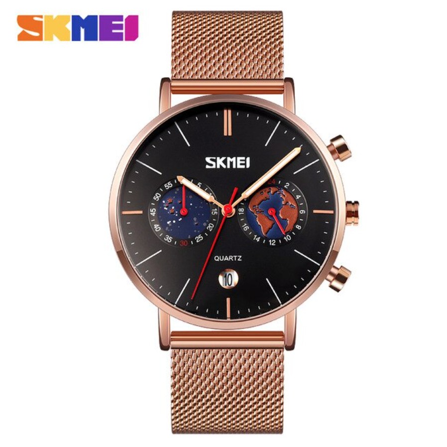 Jam Tangan SKMEI 9231 Curved Glass Quartz Watch Men 24 Hour Minute Date Dial Mens Wristwatches