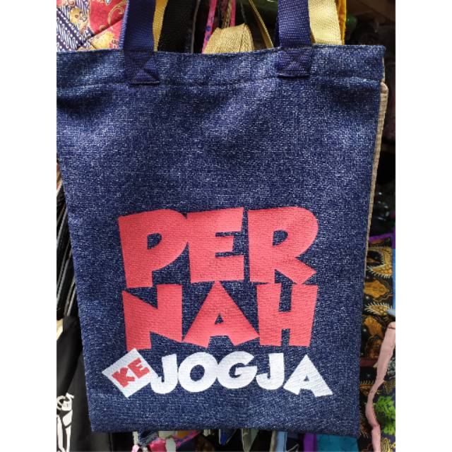 (BISA COD) TAS TOTE BAG KHAS JOGJA BERWARNA UKURAN 35x25 cm - SOUVENIR JOGJA UNTUK PRIA WANITA