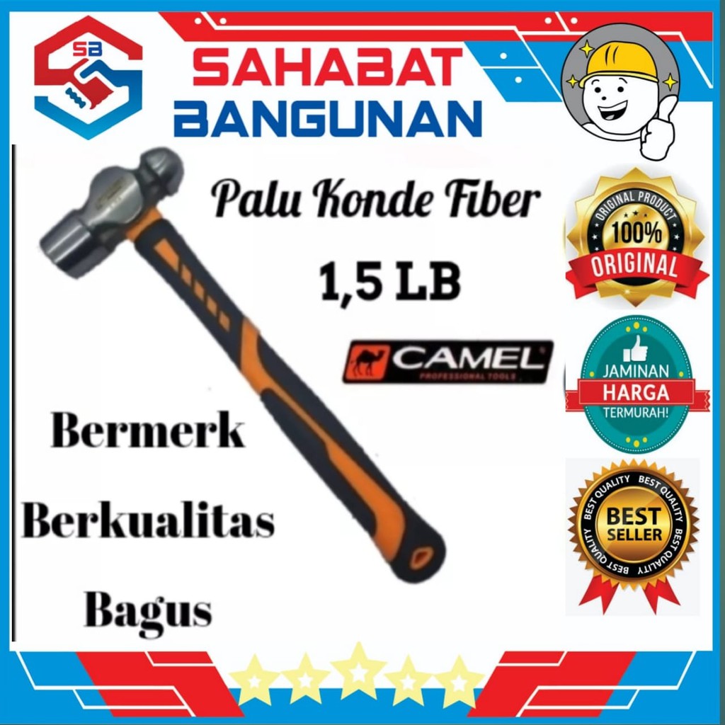 PALU KONDE 1,5 LB CAMEL GAGANG FIBER GRIP - PALU KONDE RUBBER GRIP CAMEL 1,5 LB - PALU KONDE - BALLP