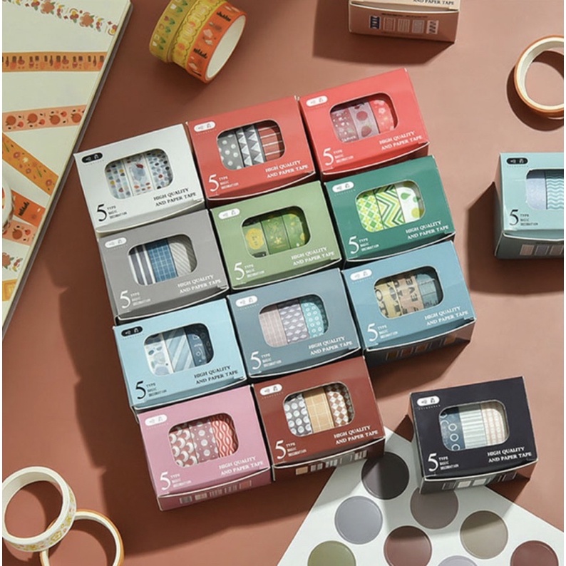 

5Pcs / Box Washi Tape Simple Design