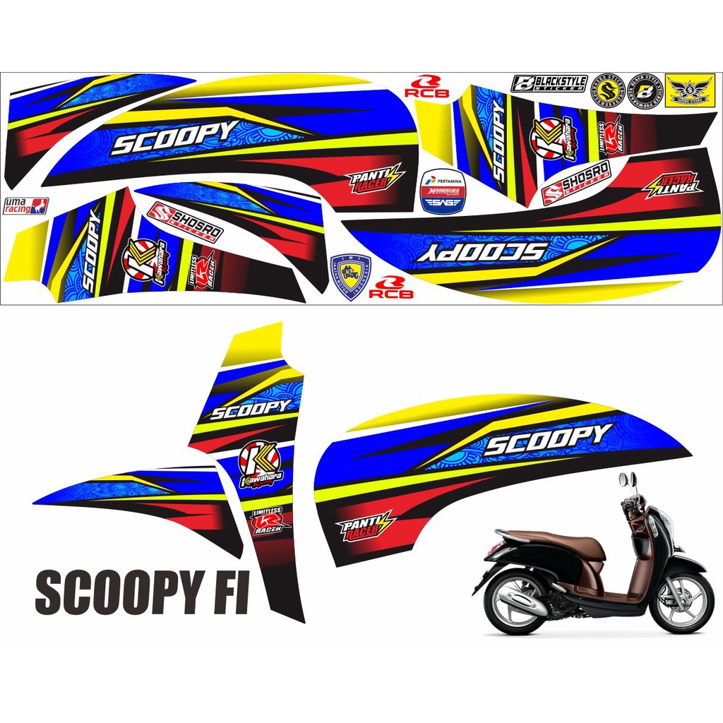 MOTIF LIS STIKER STICKER MOTOR HONDA SCOOPY FI POLET STRIPING MOTOR SCOOPY FI 2014 - 2015 MOTIF ALL 