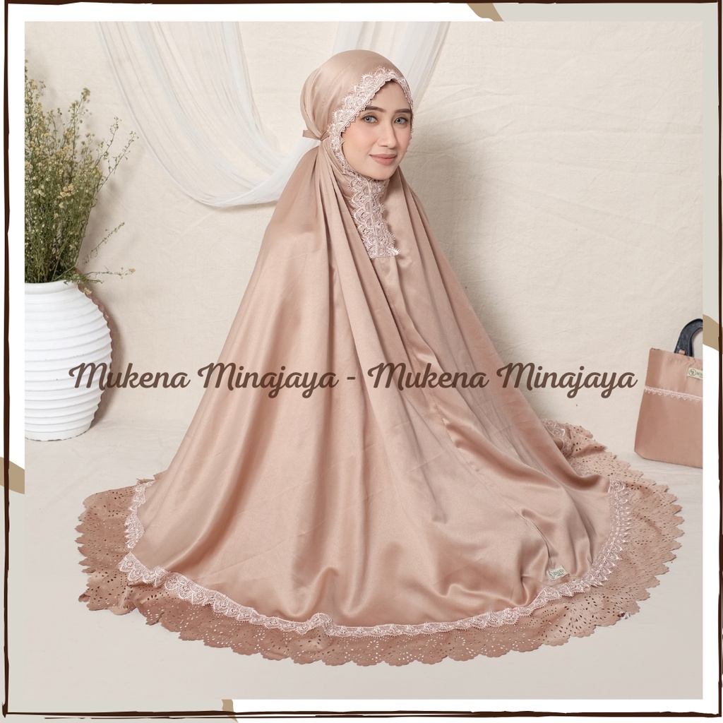 Mukena Dewasa Renda Mewah Motif Lasercut Jumbo Daily Traveling Sutra Velvet Premium Fashion Mukenah Dewasa Muslim Minajaya Terbaru