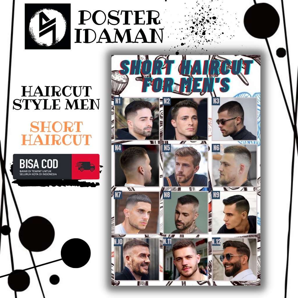POSTER IDAMAN  - poster pangkas rambut pria2022 SHORT HAIRCUT - poster pangkas rambut terbaru ANAK M