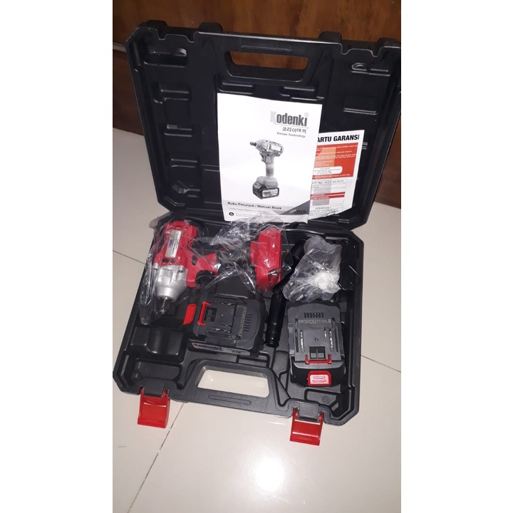 Impact Wrench Kodenki 21V Cordless Mesin Pembuka Baut Ban Bor Set Impak Buka Motor