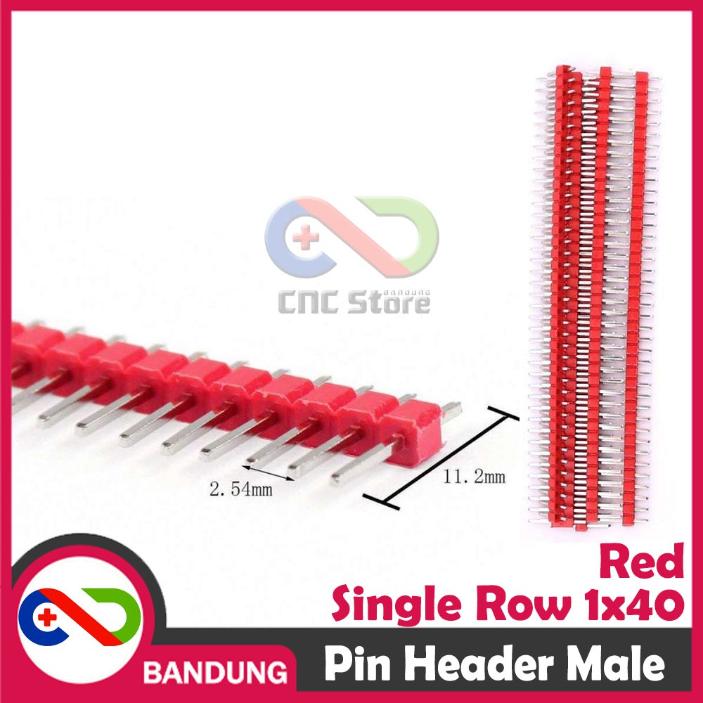 PIN HEADER MALE STRIP SINGLE ROW 1X40 2.54MM RED MERAH