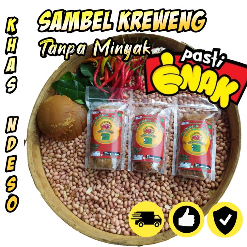 

Eco Sanget Pecel Sambel Khas Asli Tradisional wong ndeso yakin monggo di cobo varian sedang pedas berat 250gr