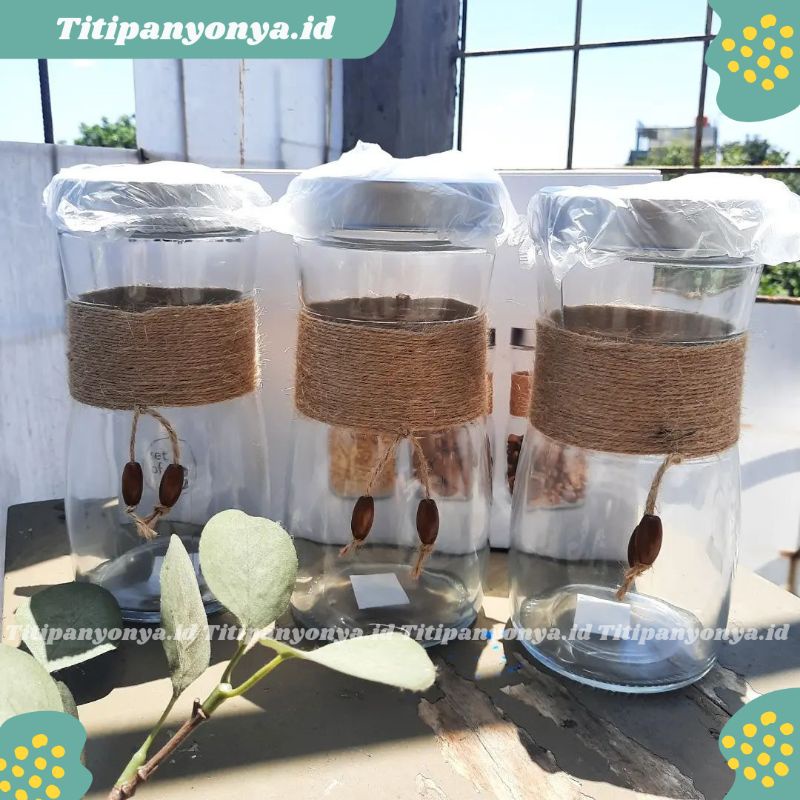 Toples Jar Kaca Bening Stoples Kue Kering Lebaran Mewah 1,25 Ltr Set Isi 3 Pcs Informa (Arsen)