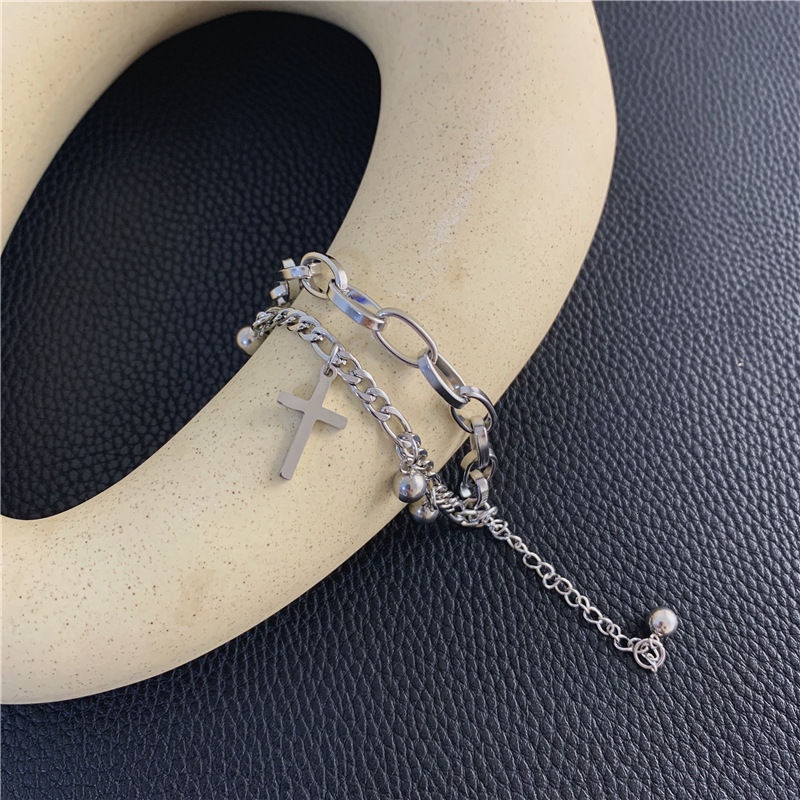 Double-layer Cross Bracelet Accessories Personality Hip-hop Punk Style