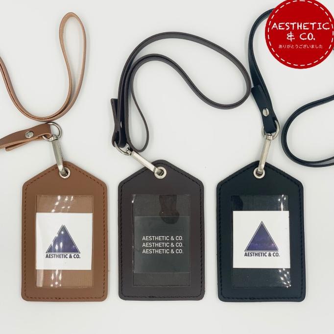 

READY COD Lanyard ID Card Name Tag Kulit Tali Kulit With Card Holder V.02 TERBATAS Kode 117
