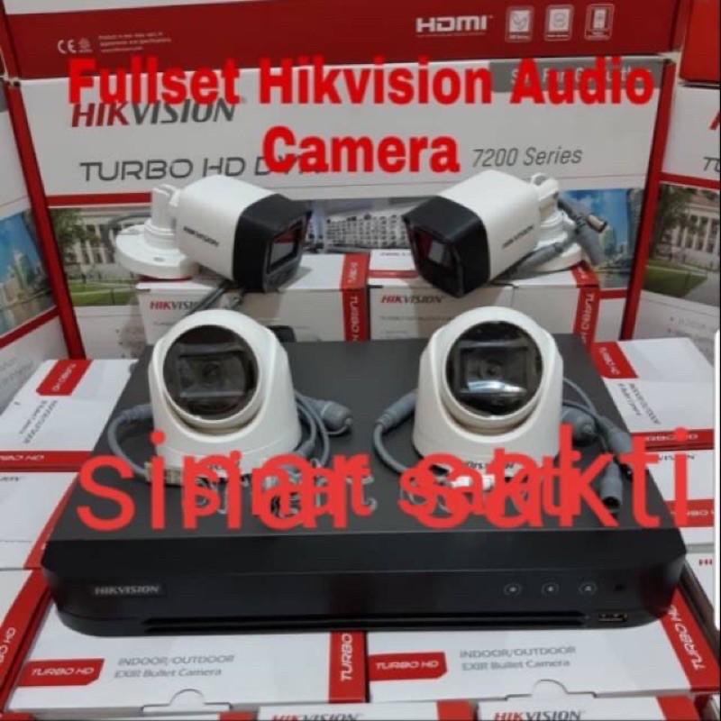 Paket CCTV Hikvision DVR 8CH 4 Camera 2MP Full HD AUDIO