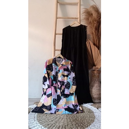 set cardigan/gamis rayon/set gamis/gamis kekinian/gamis cardigan/inner outer/gamis mamah muda