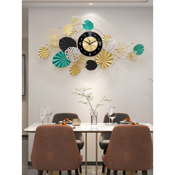 JAM DINDING MINIMALIS BUNGA DAUN GOLD HITAM HIJAU JAM DINDING IMPORT TERBARU 2021
