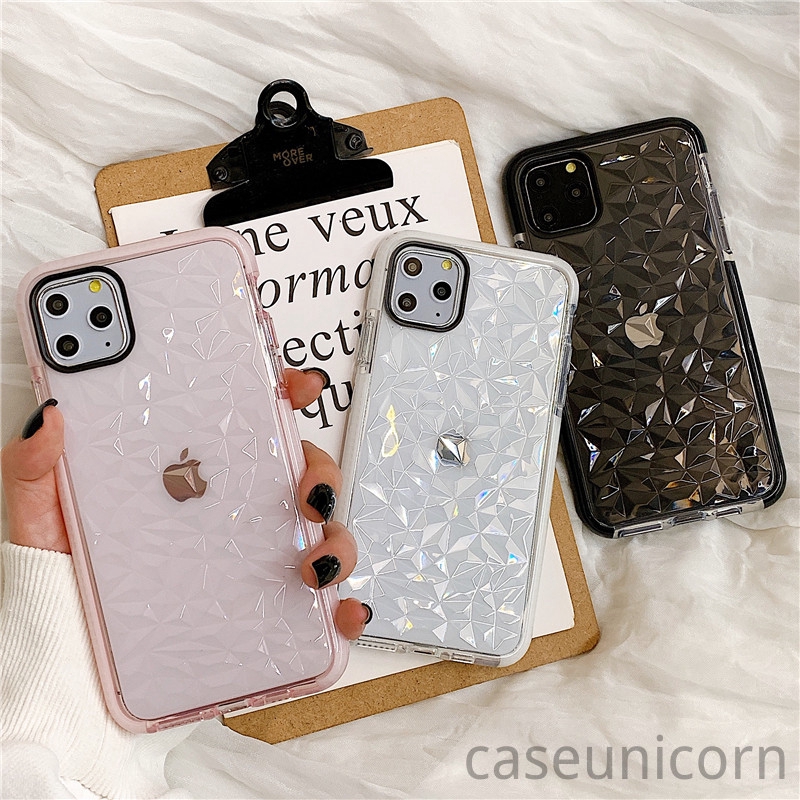 Soft Case TPU Transparan Motif Berlian Untuk iPhone 11 12 13 14 Pro X XR XS Max 6 6s 7 8 Plus SE 2020 11 Pro Max 7Plus