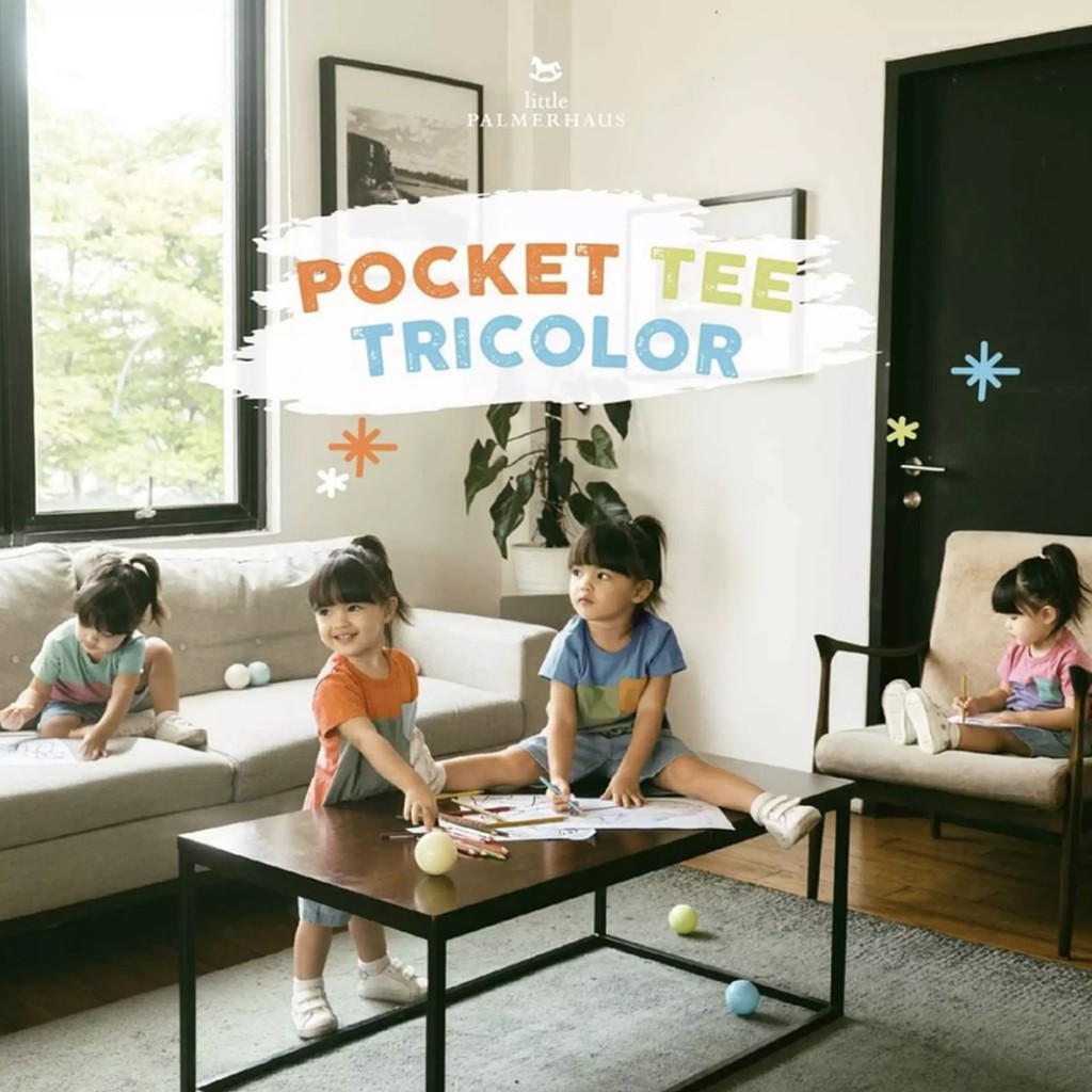 Baju Kaos Bayi Atasan Anak Palmerhaus Pocket Tee Tricolor 1-6 Tahun