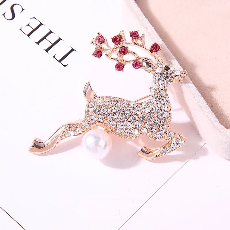 Ins Kepribadian Shiny Bros Berlian Imitasi Rusa Merak Bros Mutiara Unisex Bros Aksesoris indah-37#