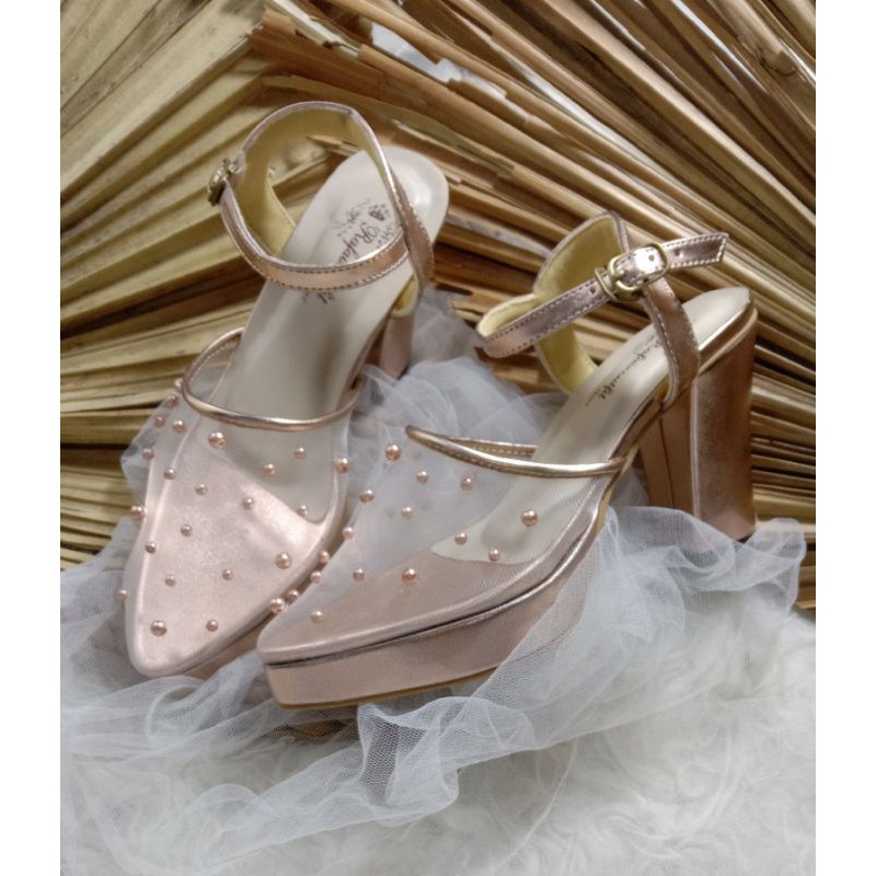 sepatu purri rosegold sepatu wanita cantik tinggi 9cm hak tahu