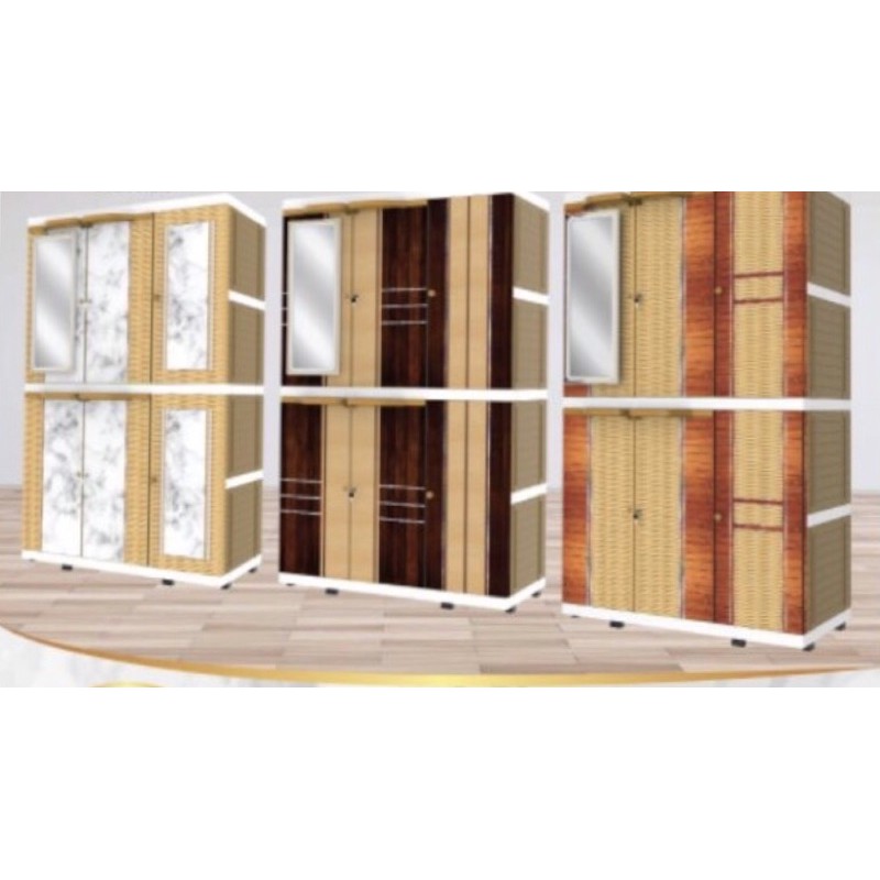 LEMARI PAKAIAN PLASTIK GANTUNG KACA KUNCI 3 PINTU NAIBA 2124 MURAH / LEMARI PAKAIAN PLASTIK MEWAH