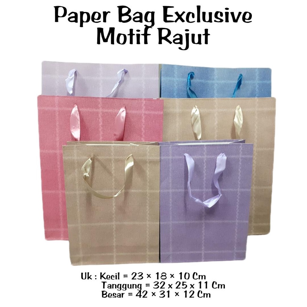 

PAPER BAG / SHOPPING BAG / EXCLUSIVE MOTIF RAJUT UKURAN XXL DENGAN TALI KUR