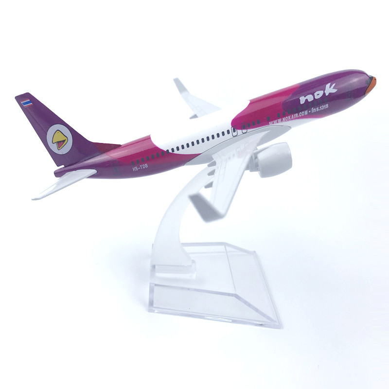 Model Pesawat Terbang Thailand Airways NOK Boeing 737 Bahan Alloy Warna Ungu Ukuran 16CM