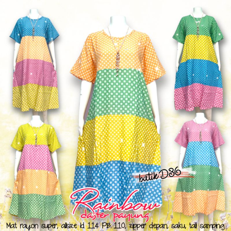 Daster rayon murah rainbow homedress harian tidur santai batik Wanita ibu remaja halus adem Premium 