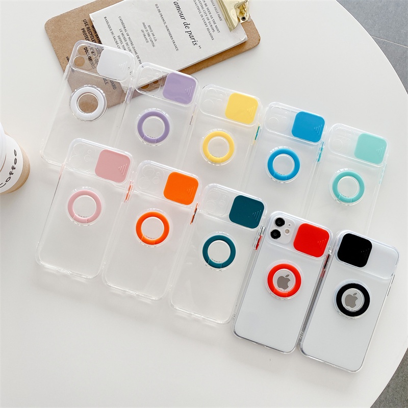 Casing Iphone 7 / 8 Plus X / Xs Max Xr 11 / 12 Pro Max Dengan Jendela Ring Warna-Warni