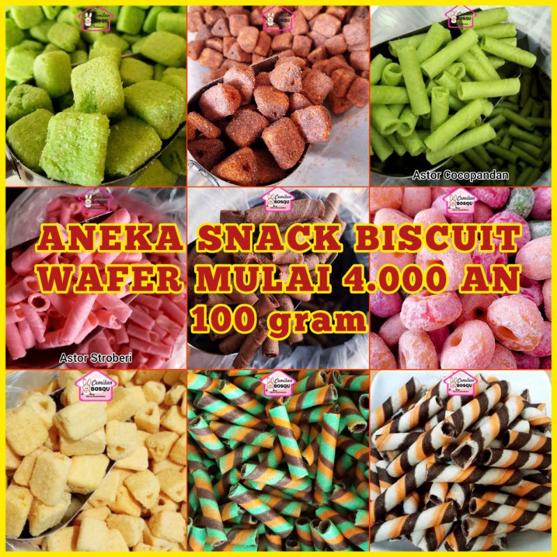 Jual ANEKA SNACK BISCUIT WAFER 100 Gr Snack Terlaris Kiloan | Shopee ...