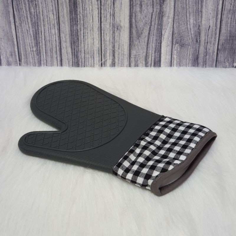 silicone oven mitten with cotton inner / sarung tangan silikon