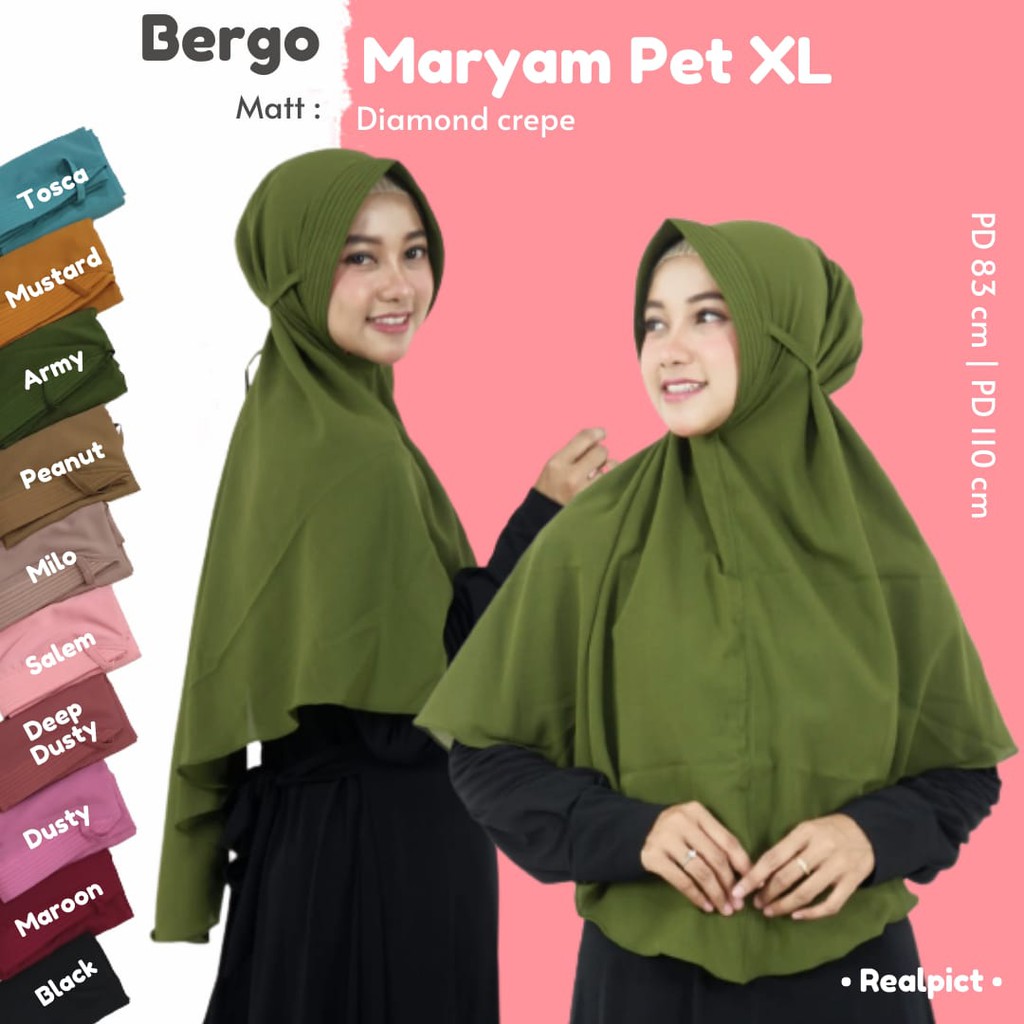 Bergo Maryam Pet XL / Hijab Bergo Maryam Pet Tali