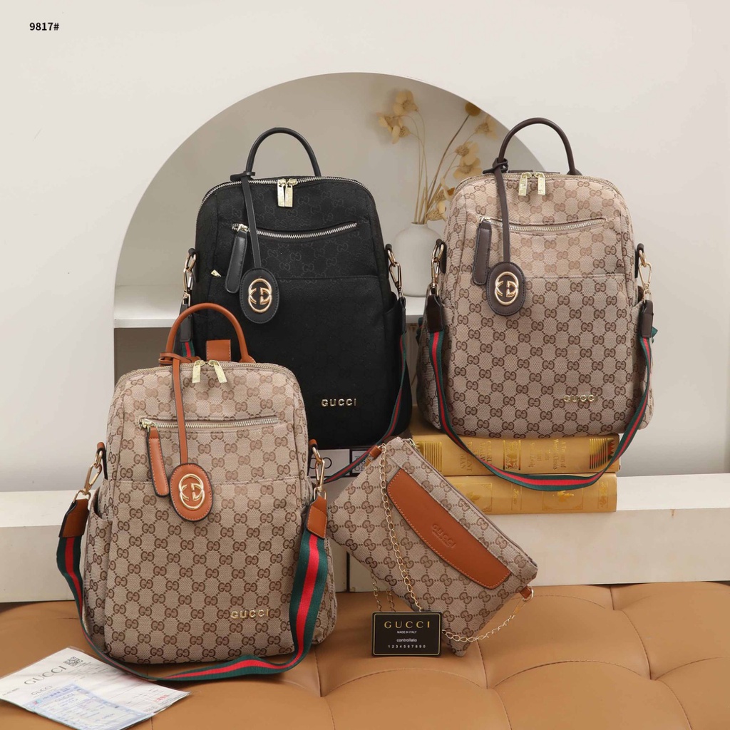 GUCCI GG Canvas Backpack Shoulder Bag With SlingBag #9817 C