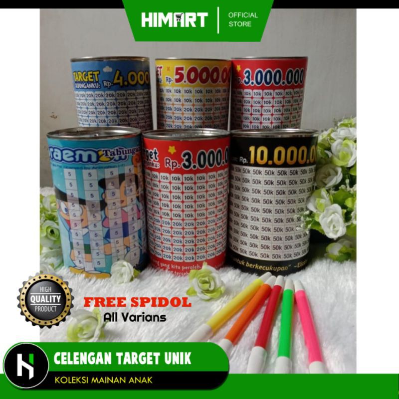 Jual [Himart]Free Spidol Dan Stiker Celengan Kaleng Target Celengan ...