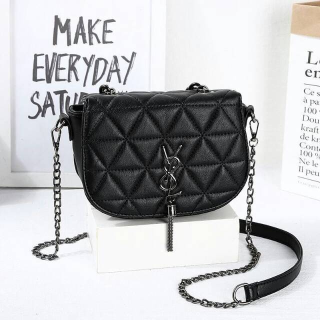 TI5261 TAS SELEMPANG SLING BAG YSL HITAM ELEGAN IMPORT