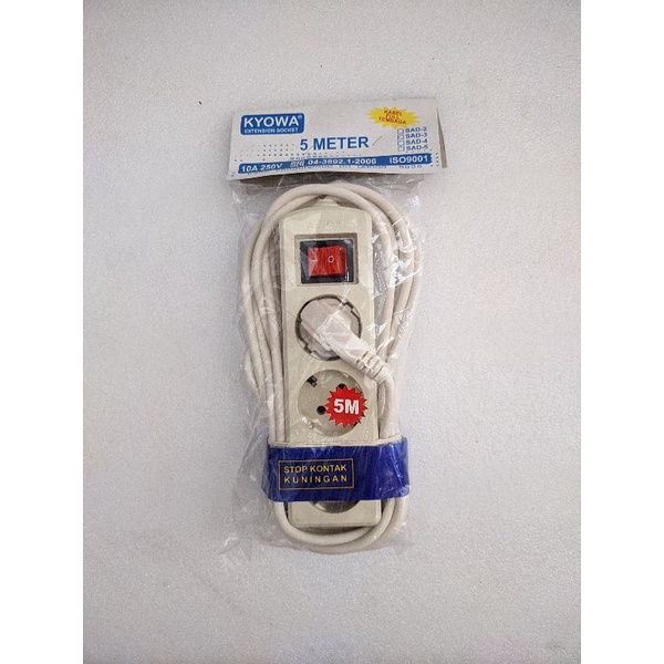 Stop Kontak Kyowa Colokan 3 Lubang + Kabel 5 Meter