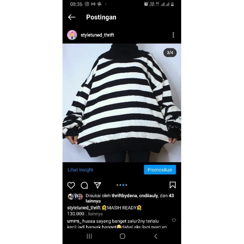 crewneck salur hitam putih