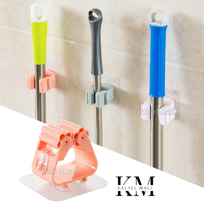 Gantungan Hook Holder Kaitan Penjepit Tempel Sapu Alat Pel Shower Mandi Peralatan Dapur Sutil Spatula Jepitan Dinding Tembok Tanpa Paku ART50