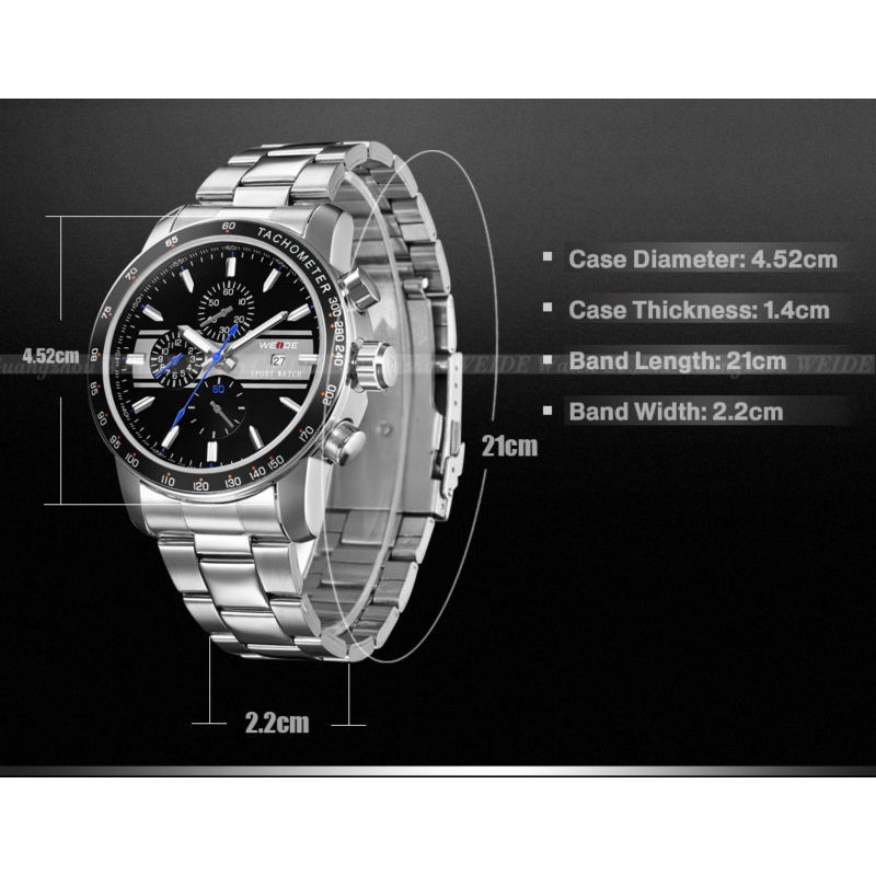 WEIDE 3313 Jam Tangan Pria Analog Casual Terbaru - Chrono - Elegant - Waterproof