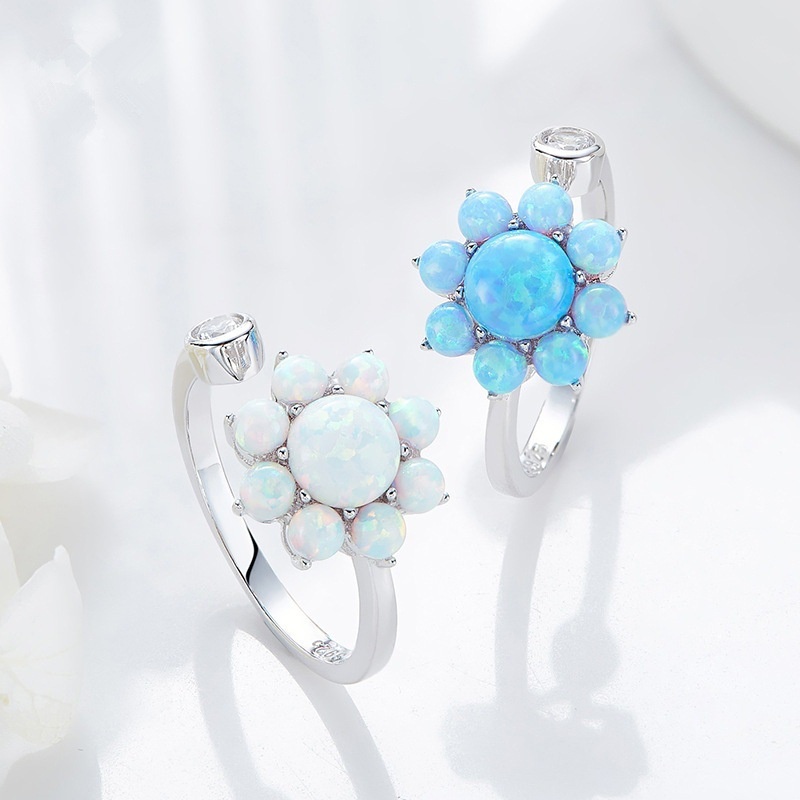 New women's ring cross-border sun flower diamond opal European and American fashion ring