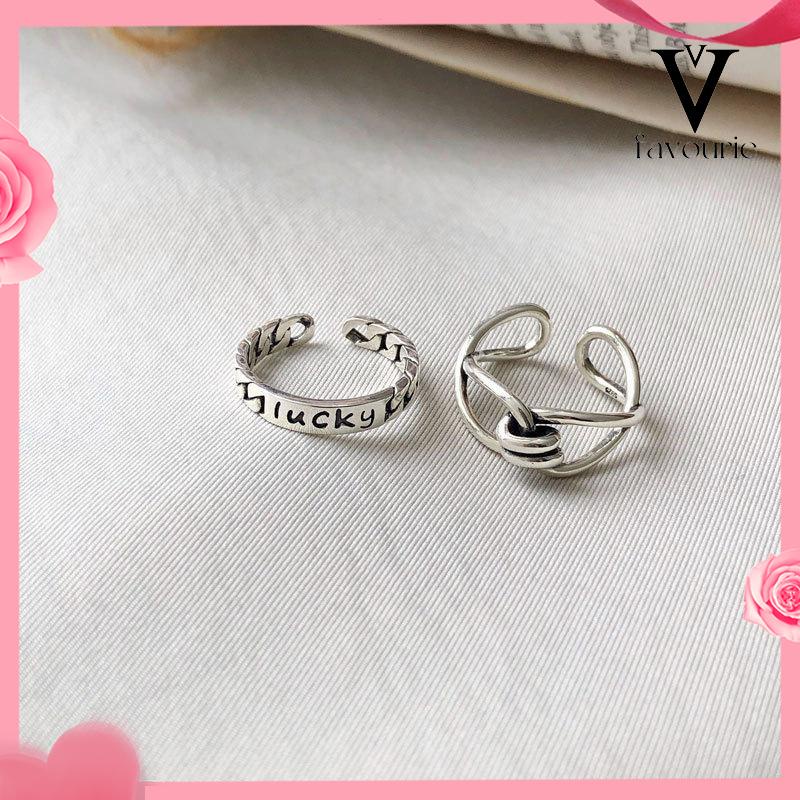 [COD]Minoritas desain cincin terbuka fashion wanita cincin fashion retro gaya keren kepribadian wanita finger ring set-FA