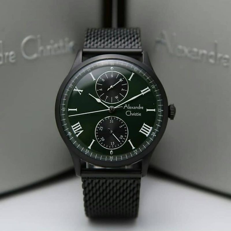 Jam Tangan Alexander Christie Pria Black Green ac6437
