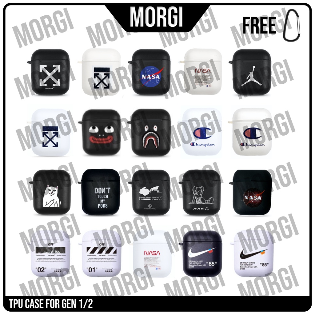 Case Airpods Gen 2 TPU Hypebeast Cover Black Hitam Polos Silikon Soft inPods 12 2 Karakter Hype