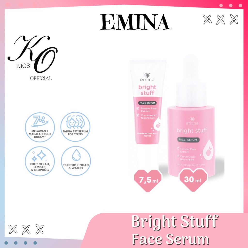 Emina Bright Stuff Series | Face Wash | Face Toner | Moisturizing Cream | Face Serum | Face Scrub | Micellar Water | Sheet Mask | Loose Powder