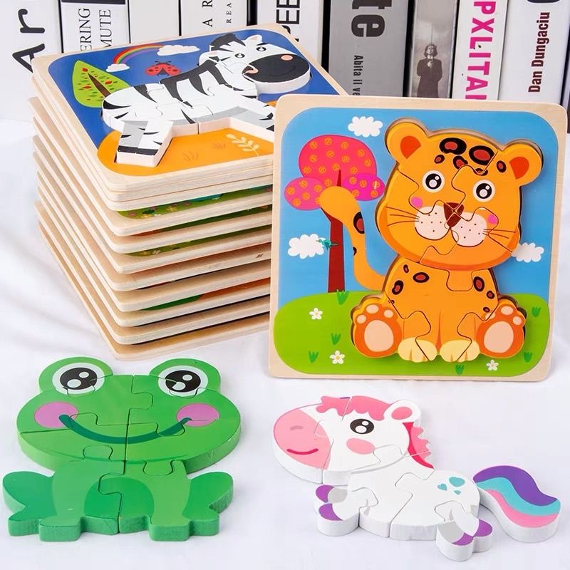 baby wooden chunky puzzle kayu