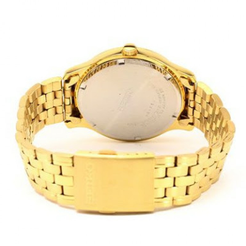 Seiko Quartz SUR148P1 Gold Plated Bracelet | Jam Tangan Pria SUR148