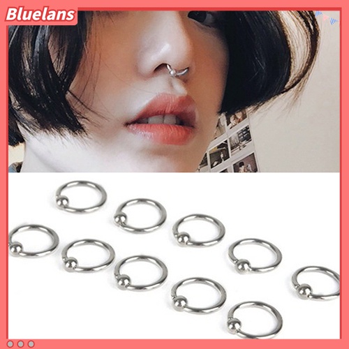 2pcs Cincin Hoop Bahan Stainless Steel Untuk Tulang Rawan Hidung