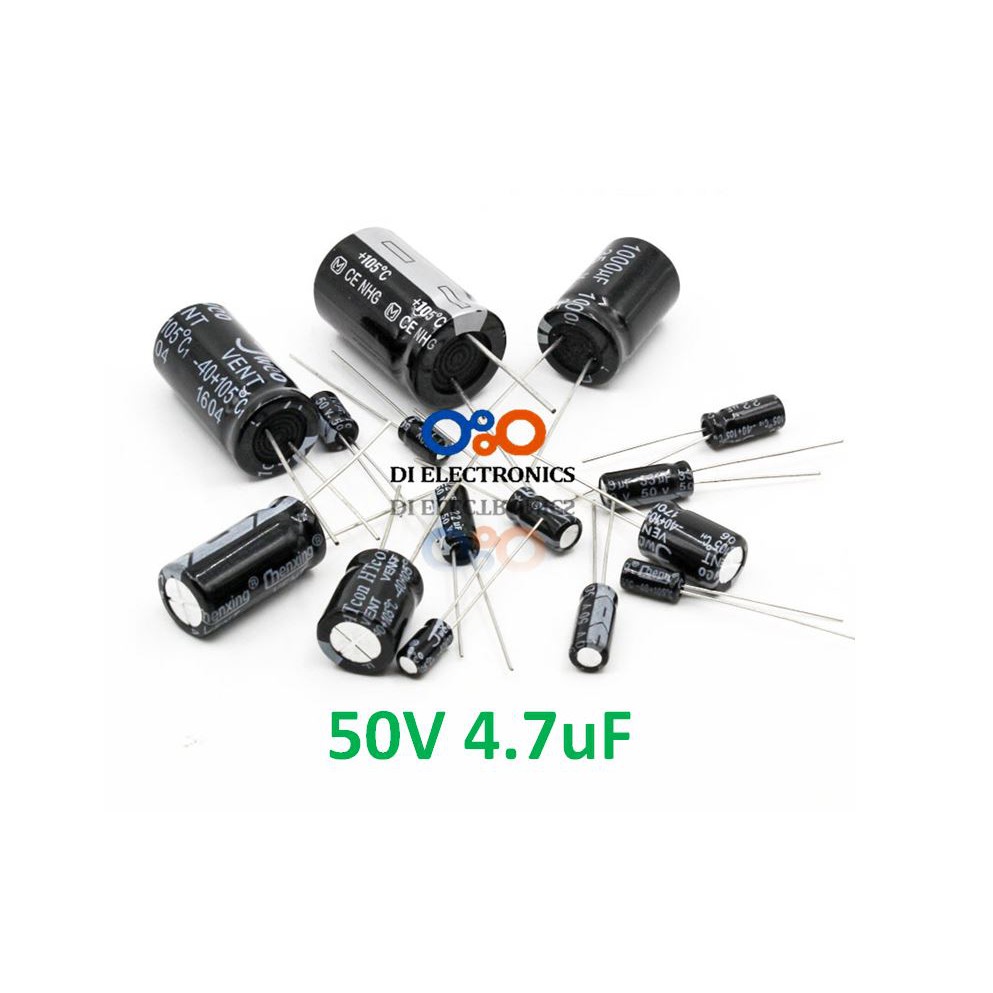 ELCO 50V 4.7uF KAPASITOR TABUNG ELKO ALUMINIUM ELECTROLYTIC CAPACITOR 50 VOLT 4.7 uF MIKRO FARAD